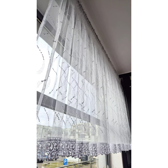 Firany gotowe krótkie - Firana krótka do parapetu z gipiurą - Zuzanka 450 x 125